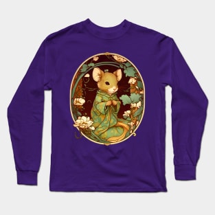 Cute Anthropomorphic Mouse In A Robe Long Sleeve T-Shirt